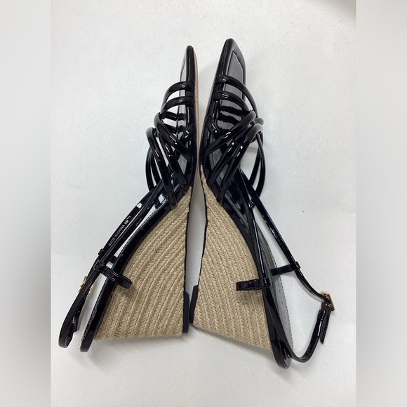 Tory Burch Black Multi Strap 75MM Wedge Sandals Size 9 - Picture 10 of 15